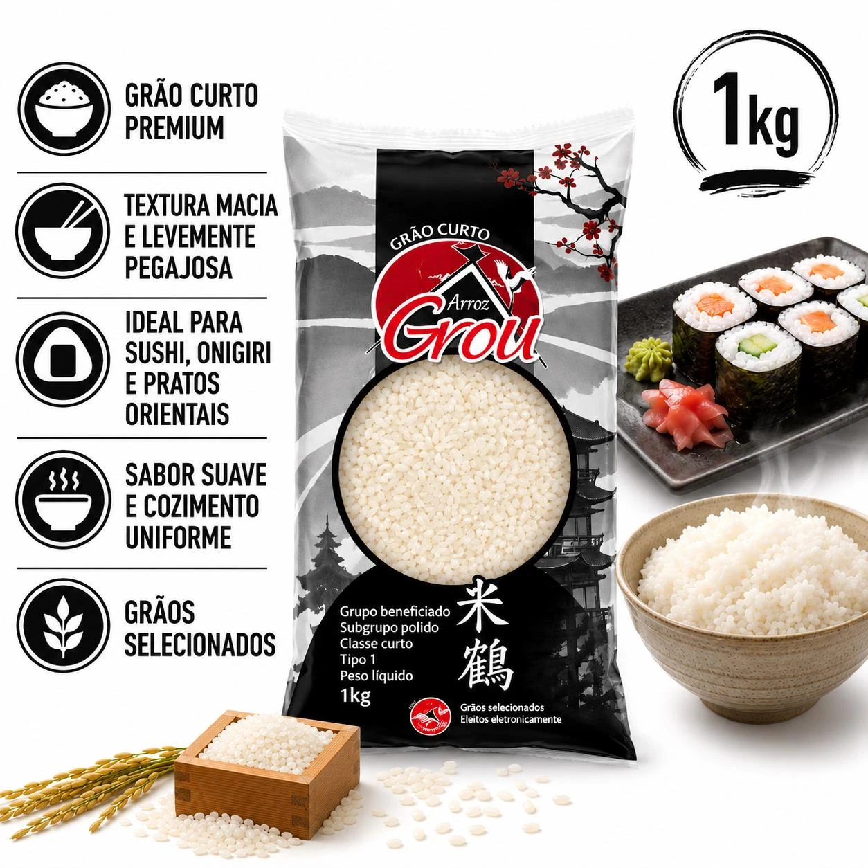 ARROZ ORIENTAL GROU GRAO CURTO 1KG