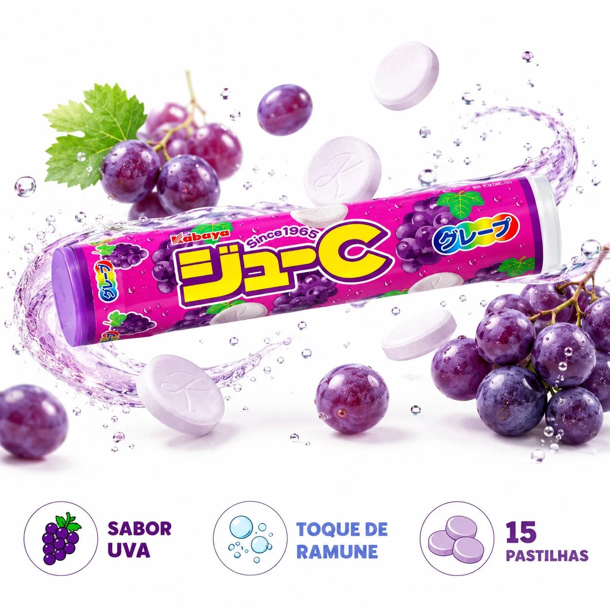 BALA PASTILHA JUI-C RAMUNE KABAYA SODA UVA 24G JAPAO