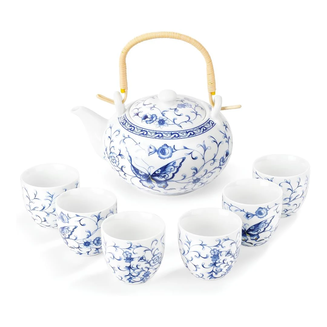 CONJUNTO CHA PORCELANA BULE + 6 COPOS M-JC63 CHINA