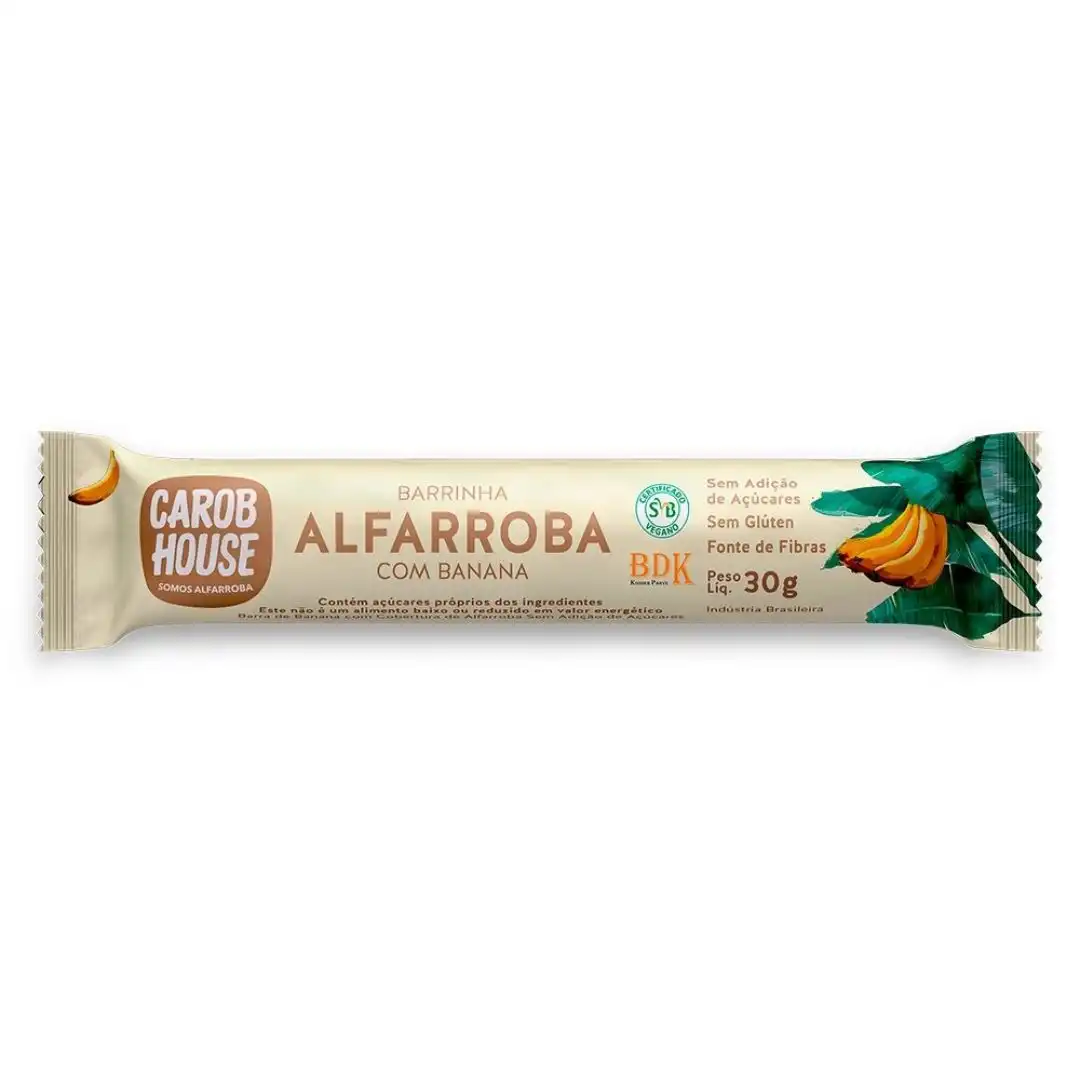 ALFARROBA CAROB HOUSE BANANA 30G SEM ACUCAR