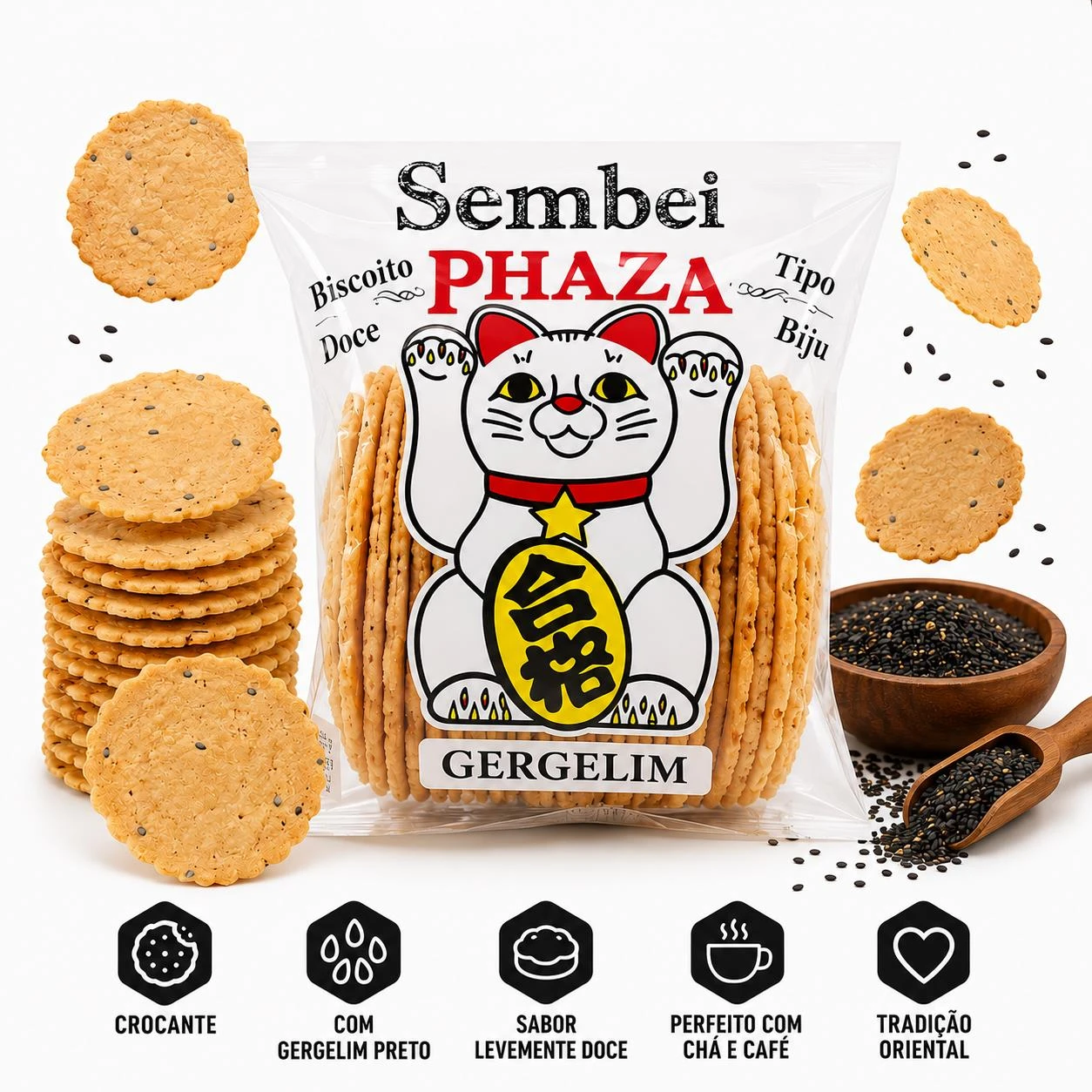 BISCOITO SEMBEI PHAZA GERGELIM 200G