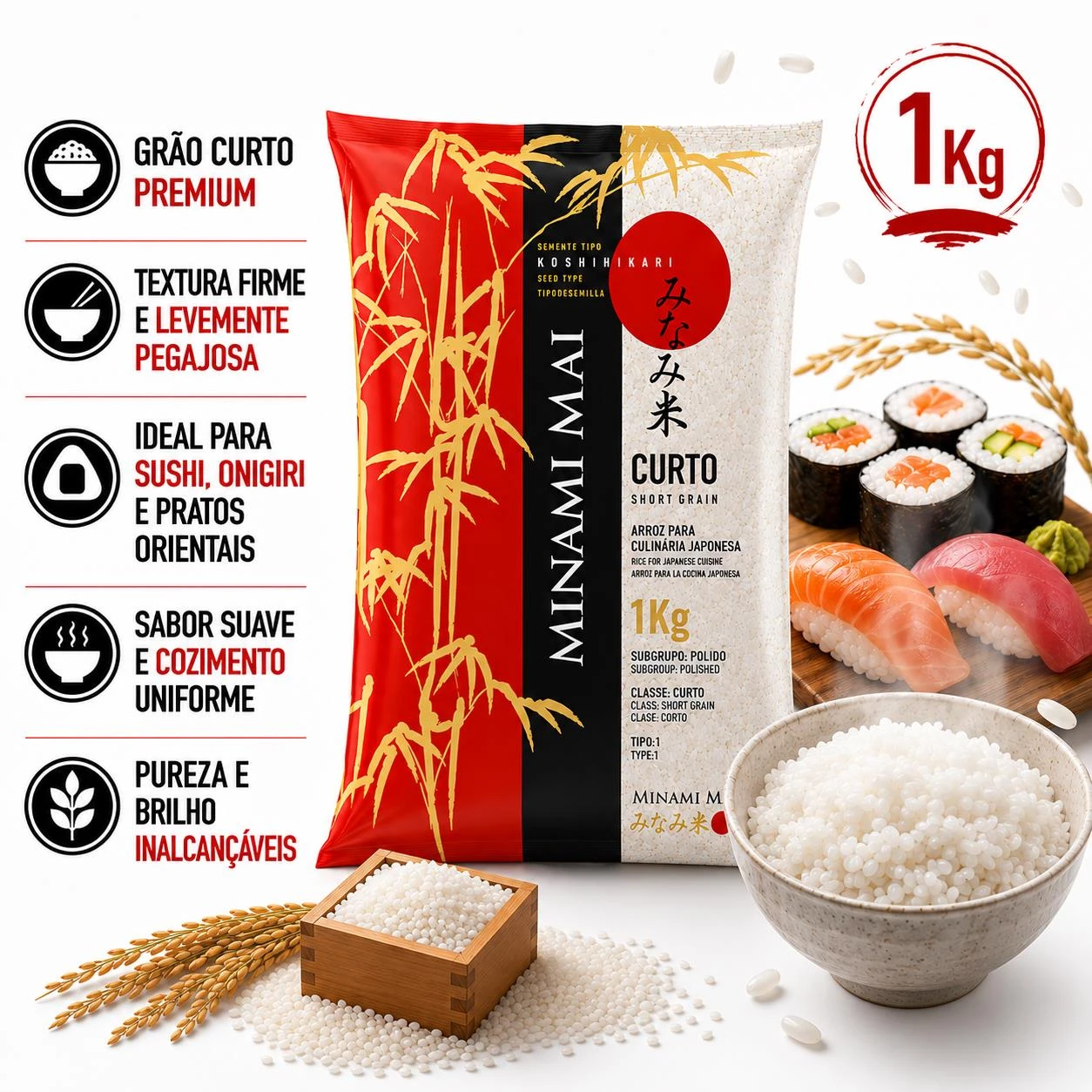 ARROZ ORIENTAL MINAMI MAI GRAO CURTO 1KG