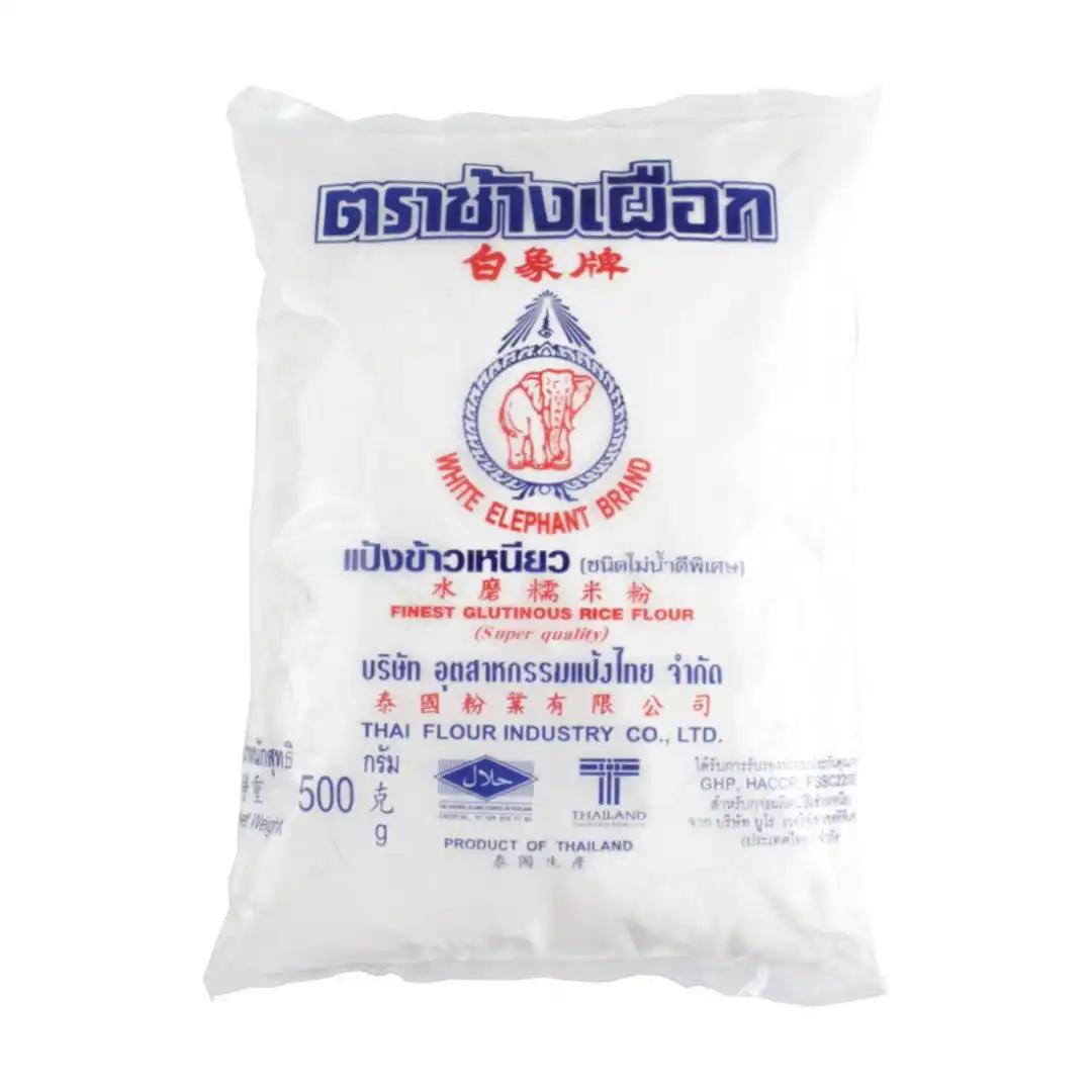 FARINHA DE ARROZ GLUTINOSO WHITE ELEPHANT 500G TAILANDIA