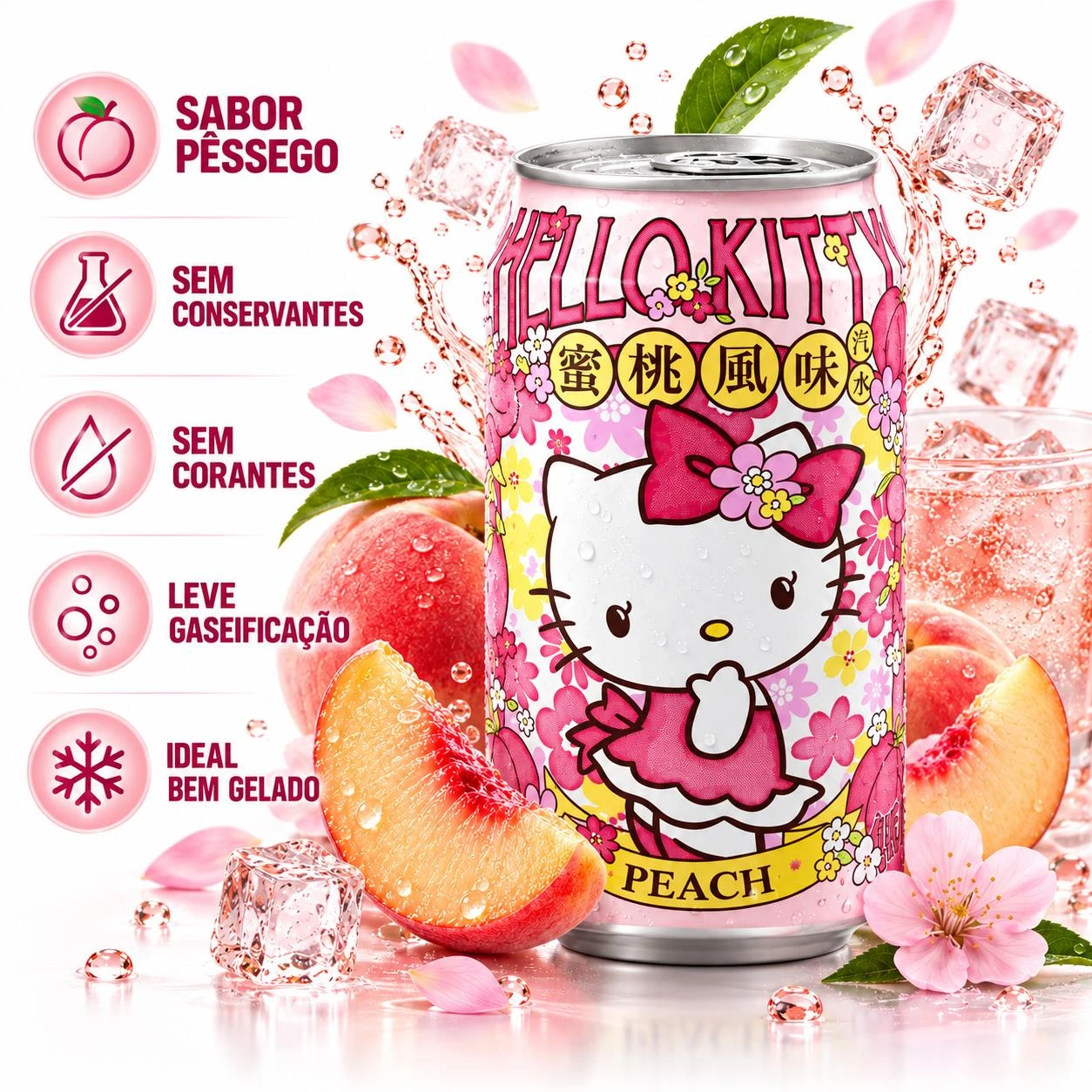 REFRI HELLO KITTY PESSEGO 330ML TAIWAN