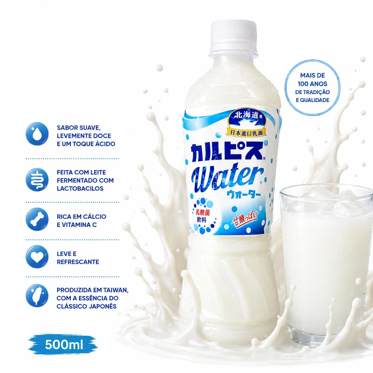 CALPIS WATER NATURAL LEITE FERMENTADO 500ML TAIWAN