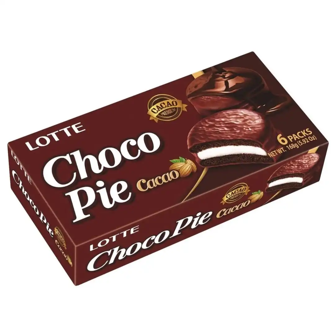 ALFAJOR CHOCO PIE LOTTE CACAU 168GR 6UN COREIA