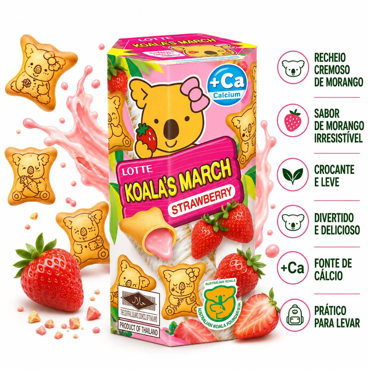 BISCOITO KOALA LOTTE MORANGO 37G TAILANDIA