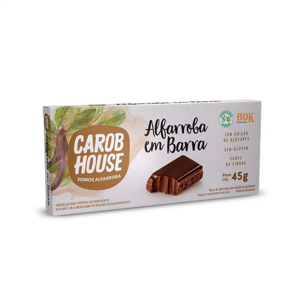 ALFARROBA EM BARRA CAROB HOUSE 45G SEM ACUCAR SEM GLUTEN