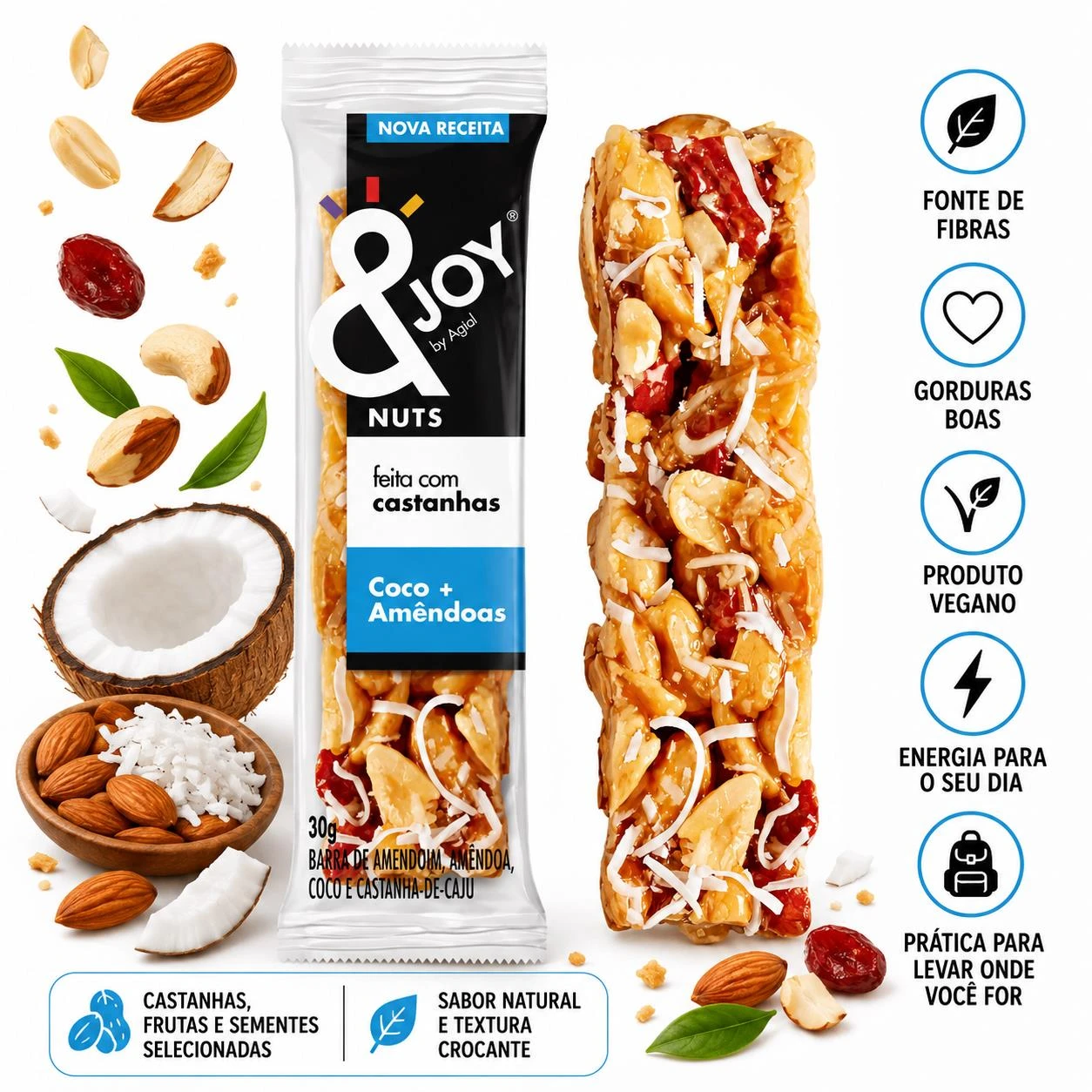 BARRA MIXED NUTS &JOY COCO E AMENDOAS 30G