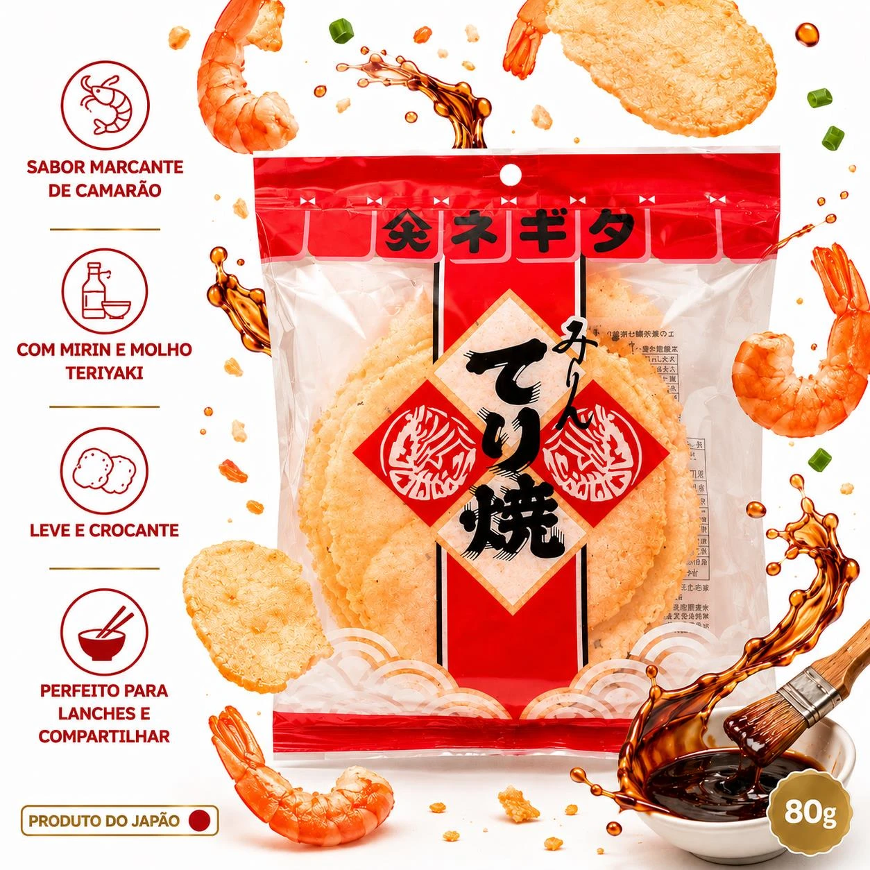 SEMBEI NEGITA MIRIN TERIYAKI EBI CAMARAO 80G JAPAO