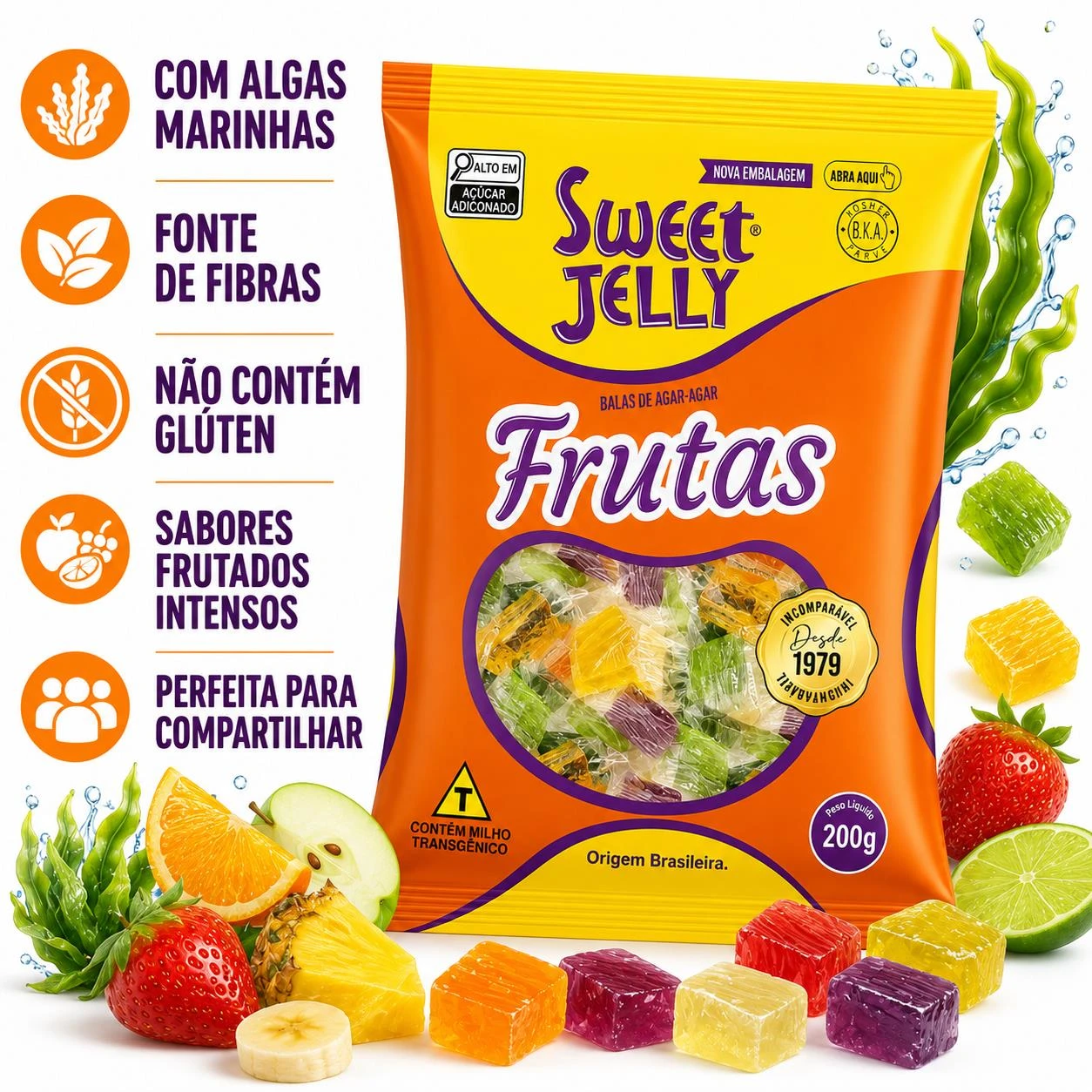 BALA DE ALGAS MARINHAS SWEET JELLY FRUTAS 200G