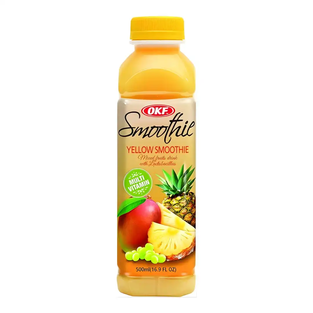 BEBIDA OKF SMOOTHIE YELLOW DRINK ABACAXI, MANGA, UVA 500ML COREIA
