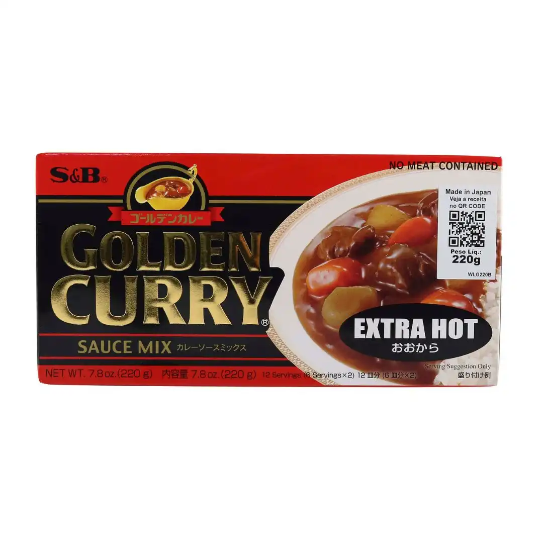 CURRY TABLETE GOLDEN CURRY S&B OOKARA EXTRA FORTE 220G JAPAO