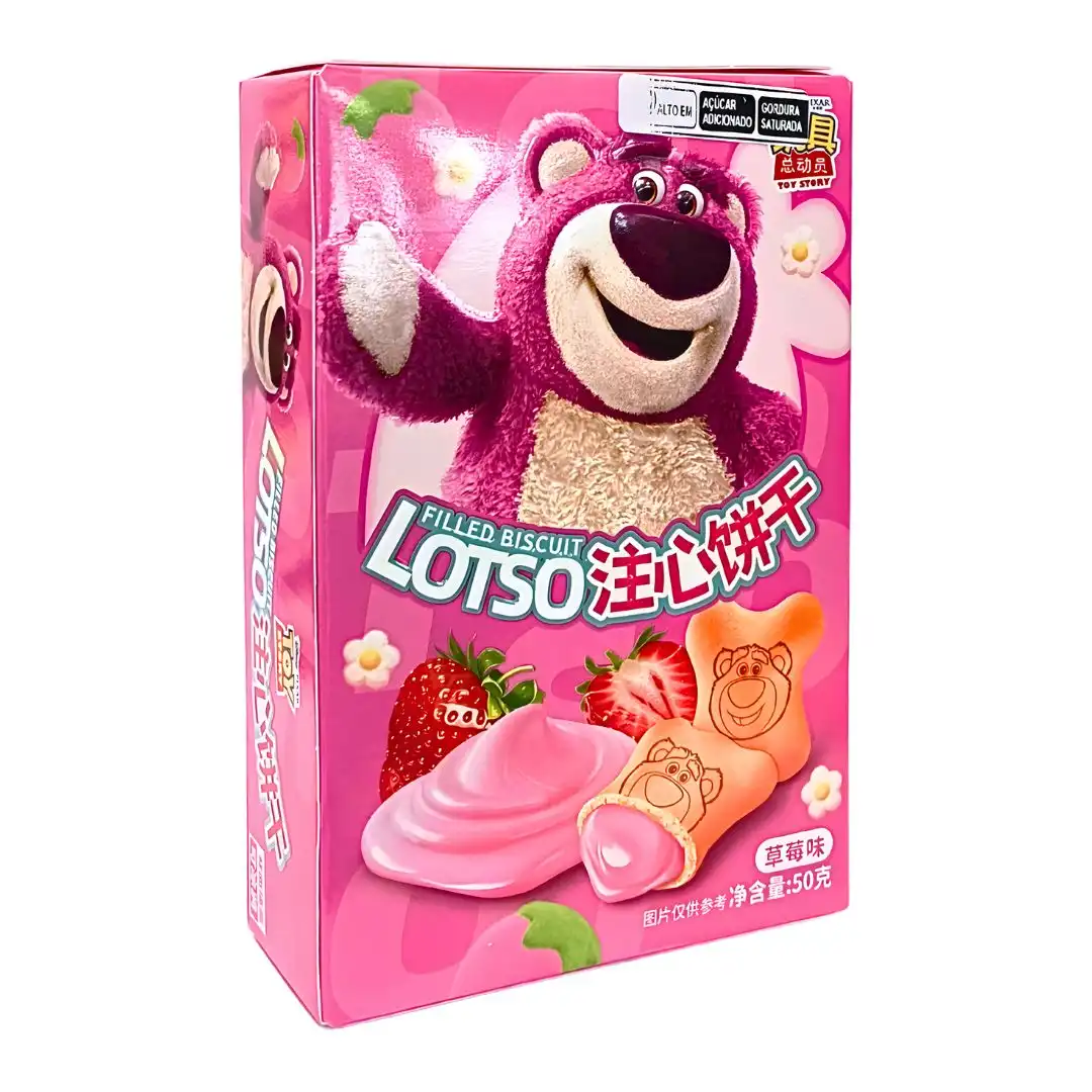 BISCOITO RECHEADO TOY STORY LOTSO MORANGO 50G CHINA