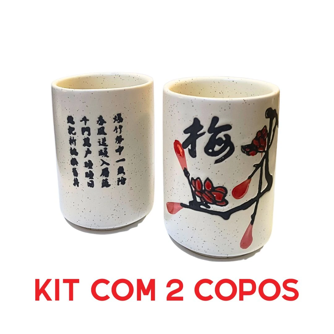 COPO CHA PORCELANA KIT 2UN 7CMX10CM 260ML JP0393 CHINA