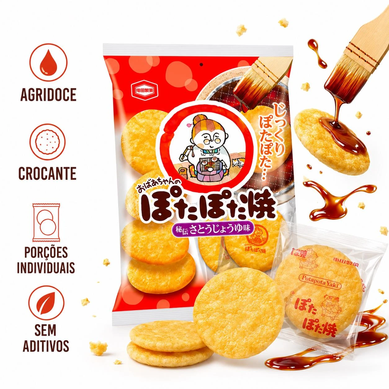 BISCOITO DE ARROZ KAMEDA POTAPOTA YAKI AGRIDOCE 117G JAPAO  VENC.28/08/2026