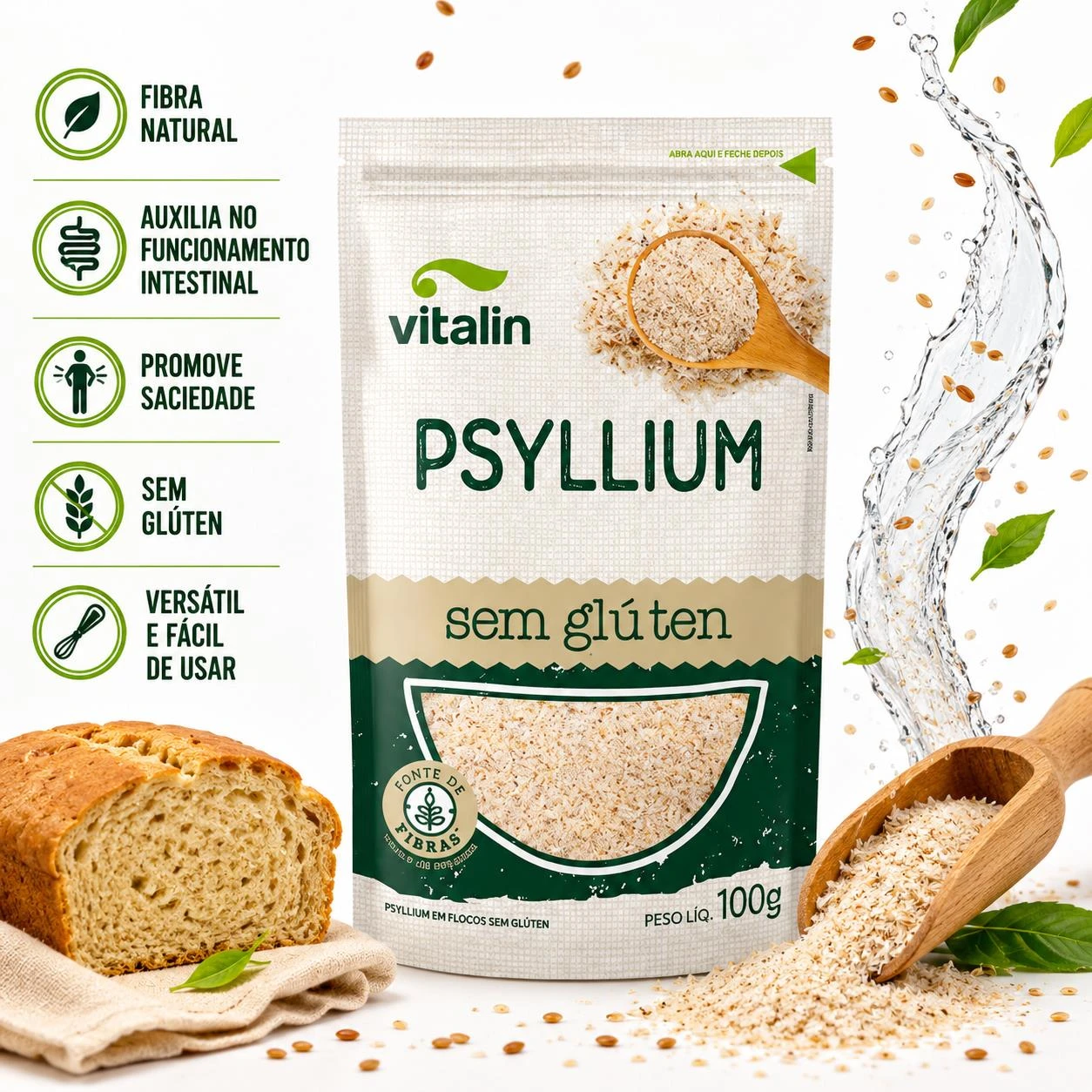 PSYLLIUM VITALIN 100G SEM GLUTEN