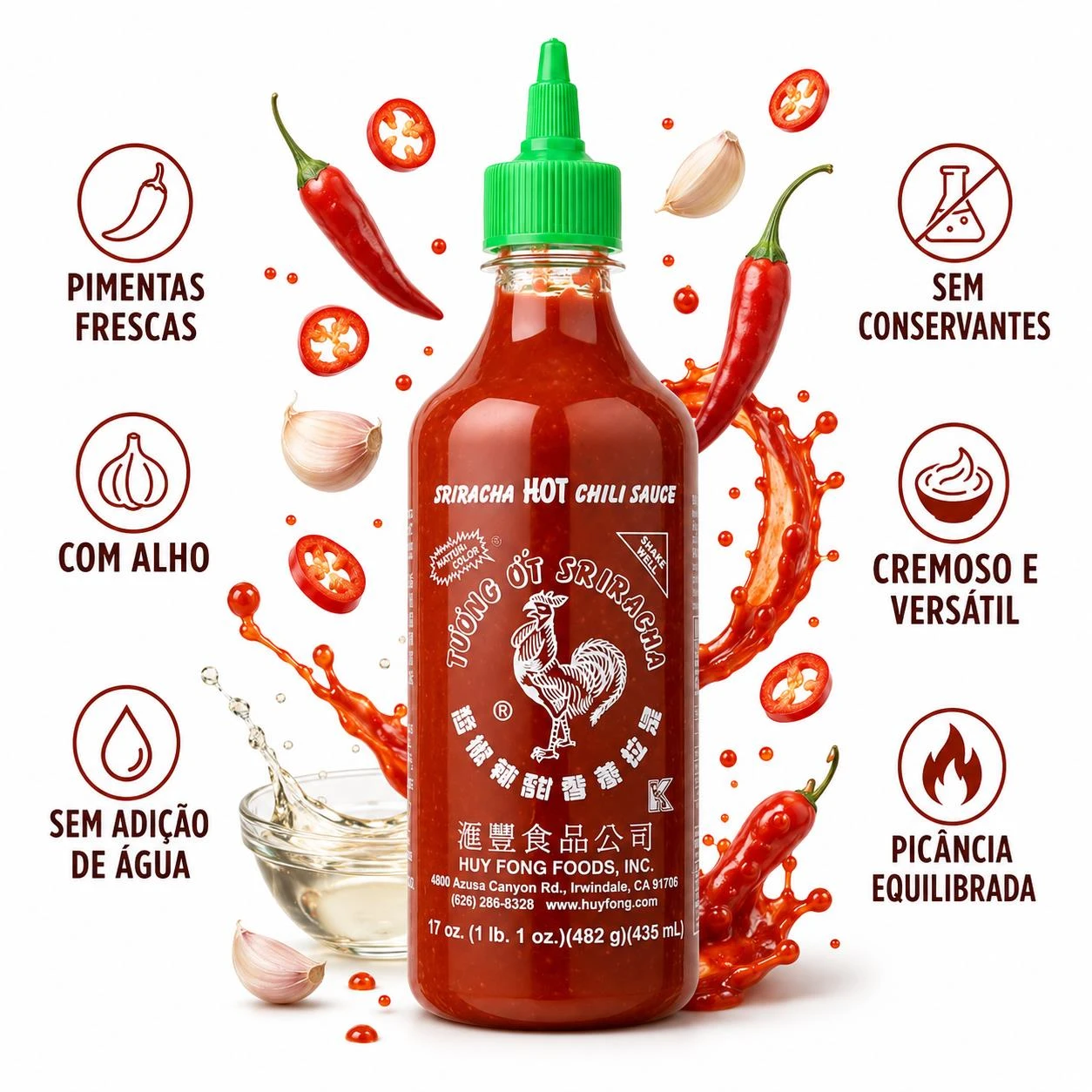 MOLHO DE PIMENTA SRIRACHA HUY FONG GALO 481G EUA