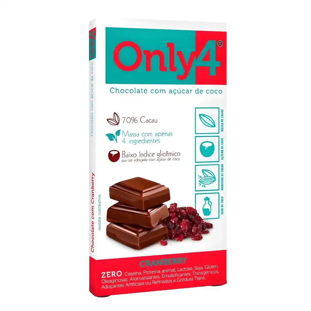 CHOCOLATE ONLY4 70% CRANBERRY 70G SEM LACTOSE SEM GLUTEN