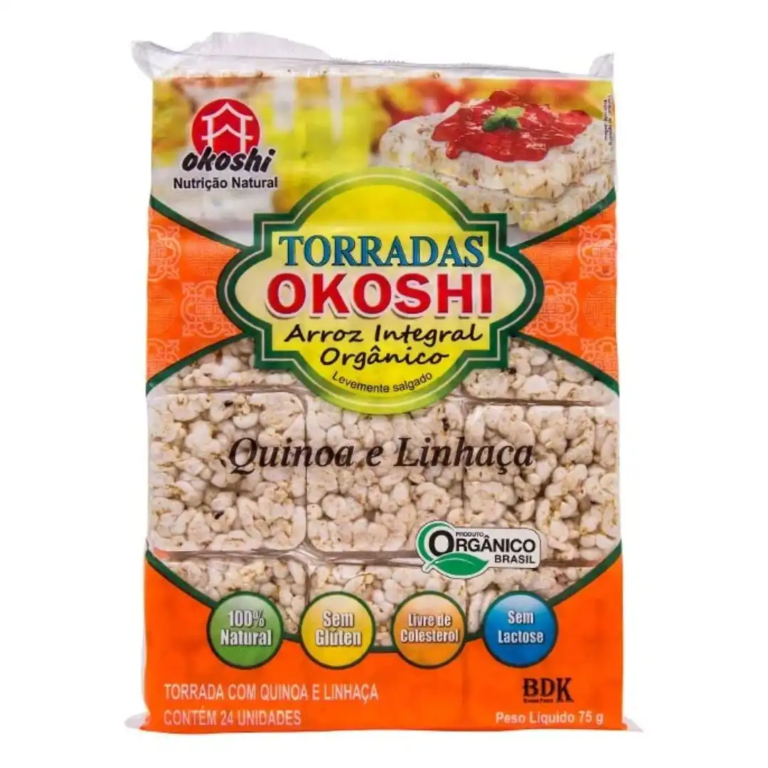 TORRADA DE ARROZ INTEGRAL ORGANI OKOSHI QUINOA E LINHACA 75G