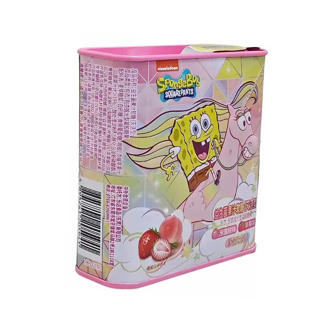 BALA GOMA LATA BOB ESPONJA PESSEGO E MORANGO 95G CHINA