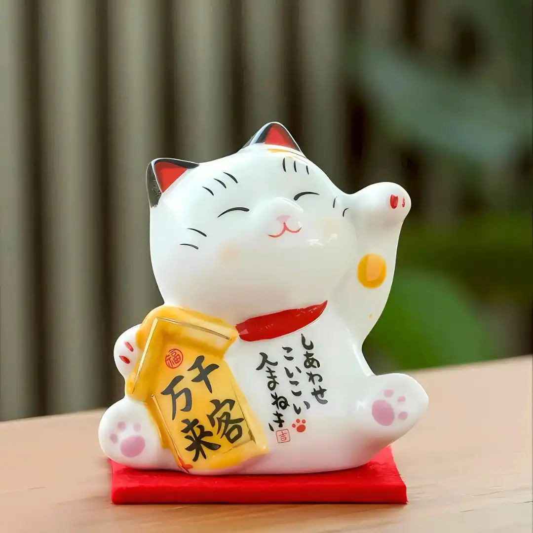 GATO DA SORTE MANEKI NEKO ENFEITE PORCELANA 7CM DT1185 CHINA