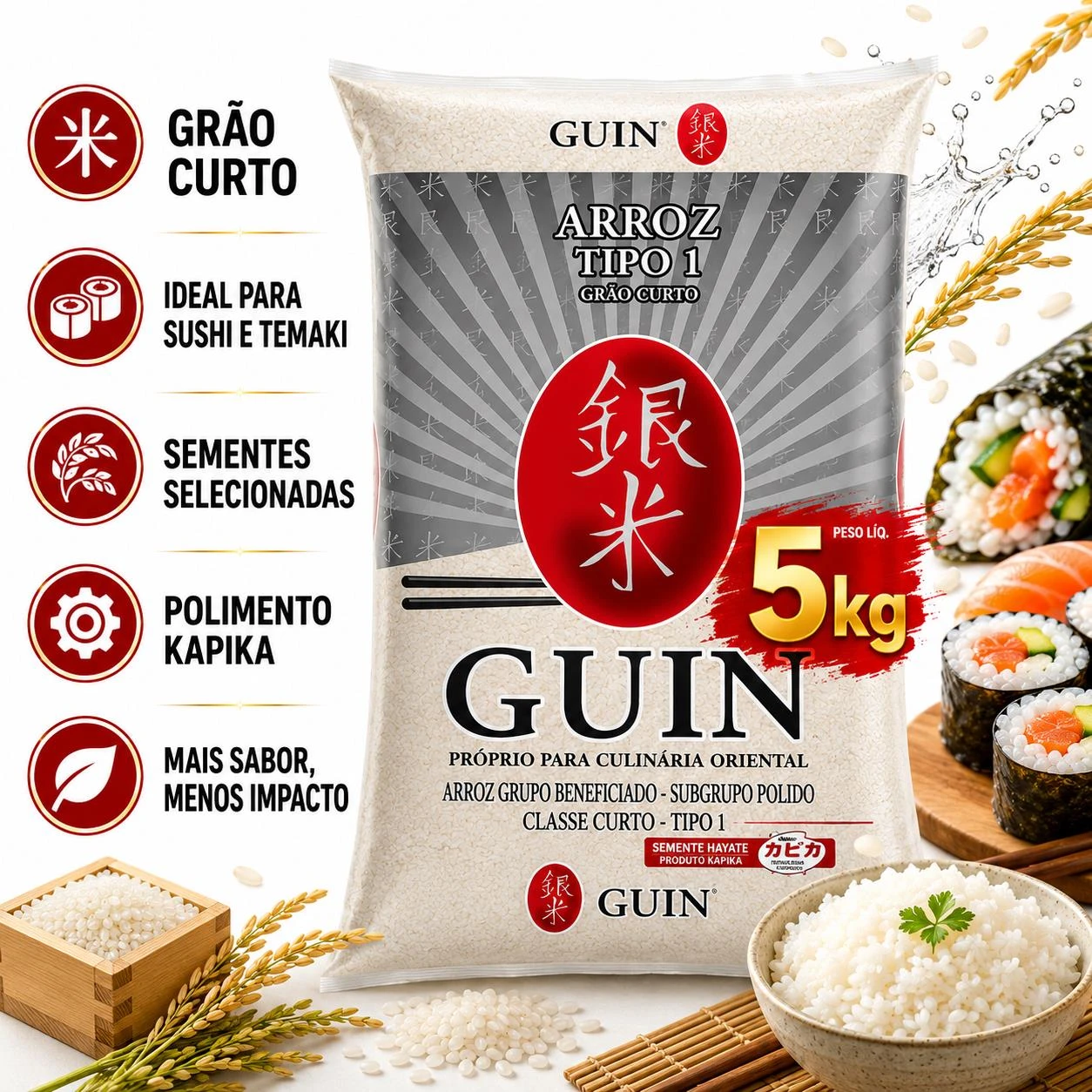 ARROZ ORIENTAL GUIN GRAO CURTO 5KG