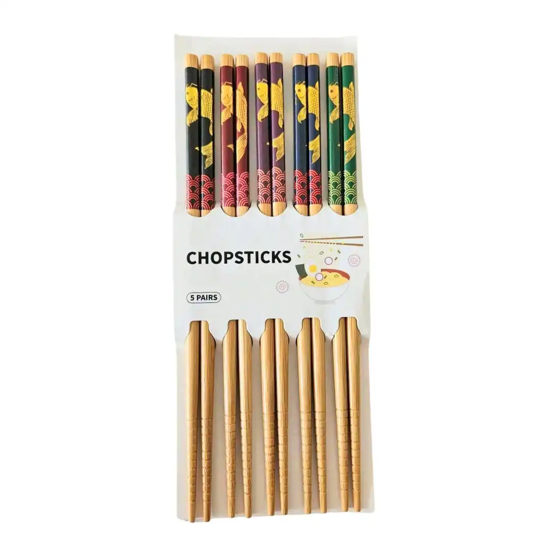 HASHI CONJUNTO BAMBU DECORADO 5 PARES (VARIOS MODELOS) CHINA