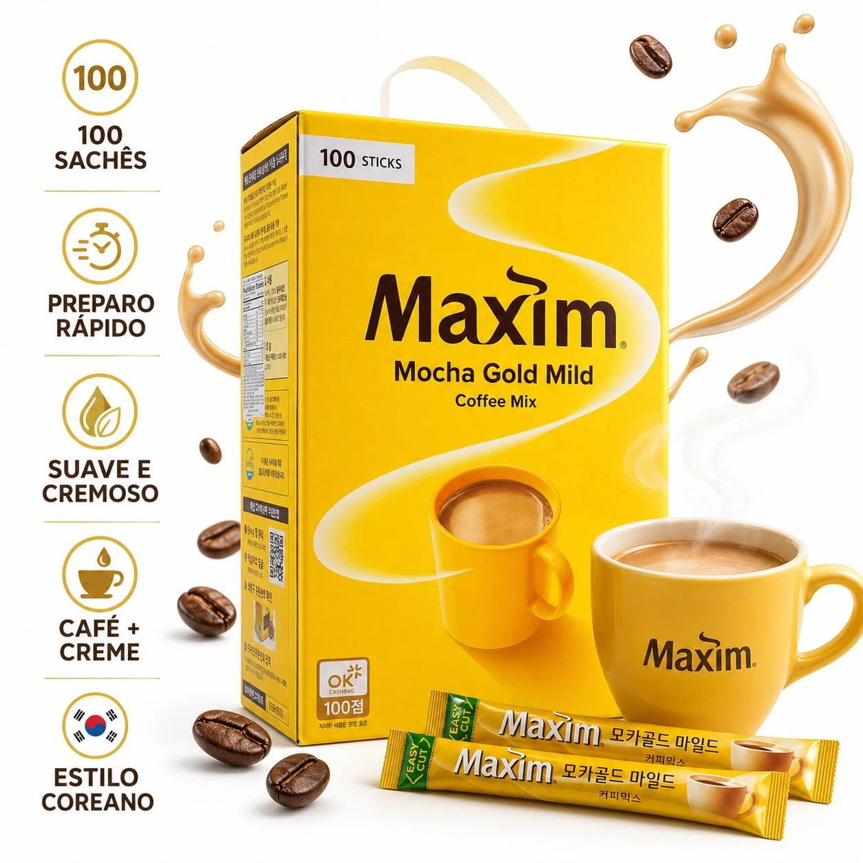 CAFE INSTANTANEO MAXIM MOCHA GOLD 100 SACHES 1200G COREIA