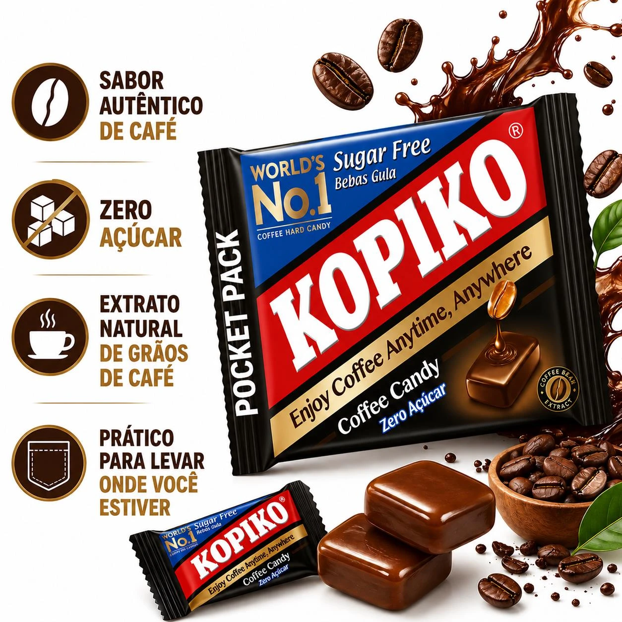 BALA KOPIKO POCKET PACK PASTILHA CAFE ZERO 32G INDONESIA