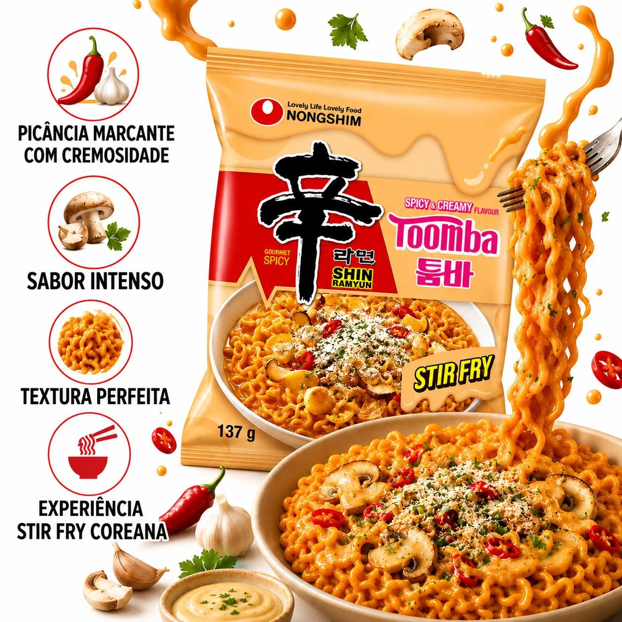 LAMEN INST NONGSHIM SHIN TOOMBA STIR FRY PICANTE 137G COREIA