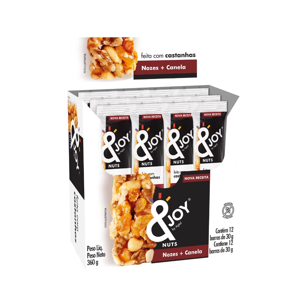 BARRA MIXED NUTS &JOY NOZES + CANELA 360G CAIXA 12X30G