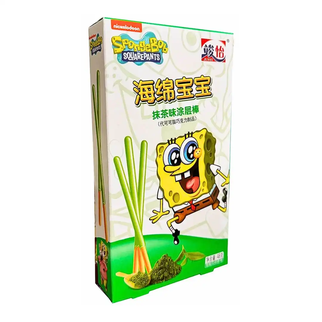 PALITO BISCOITO BOB ESPONJA COBERTURA SABOR MATCHA 48G CHINA