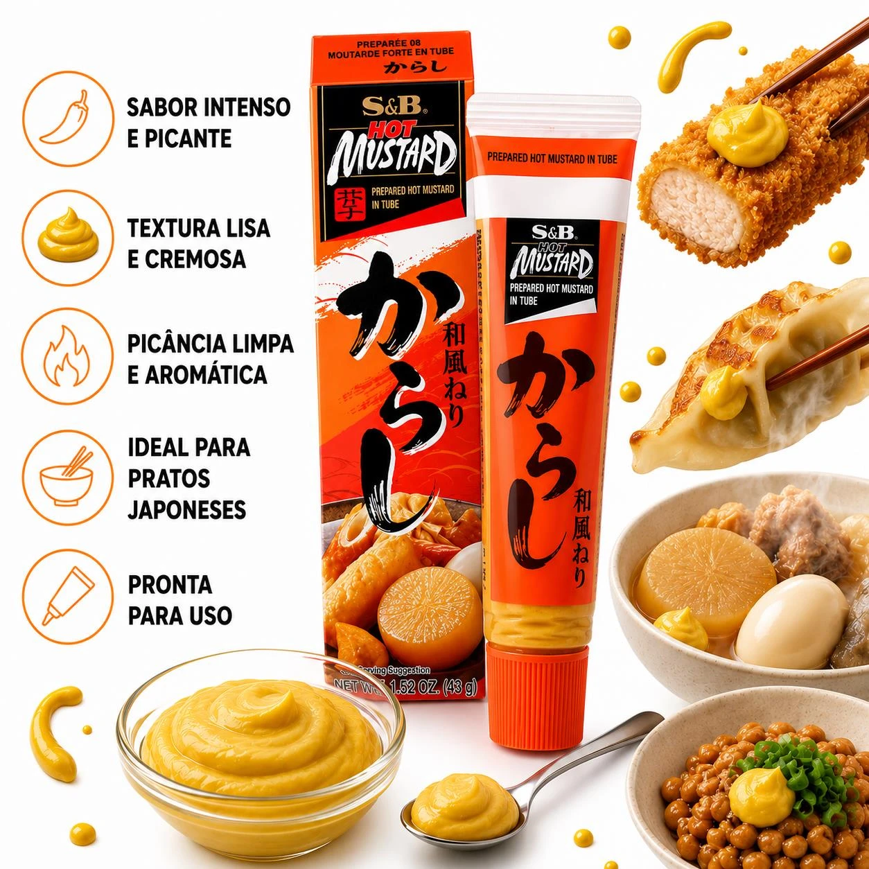 KARASHI S&B NERI PASTA MOSTARDA JAPONESA 43G JAPAO