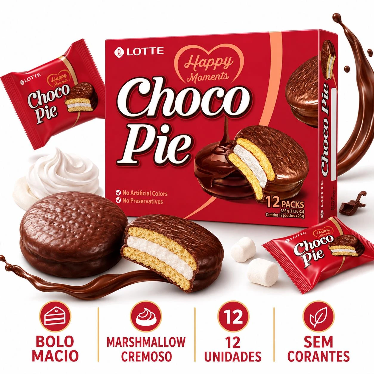 ALFAJOR CHOCO PIE LOTTE 336G 12UN COREIA