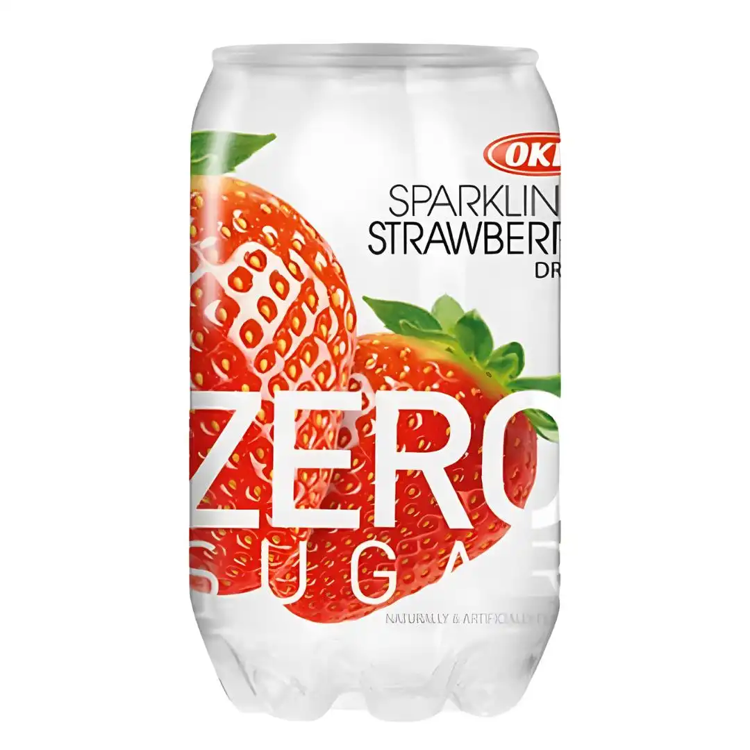REFRI OKF MORANGO 350ML SPARKLING STRAWBERRY ZERO ACUCAR PETCAN COREIA
