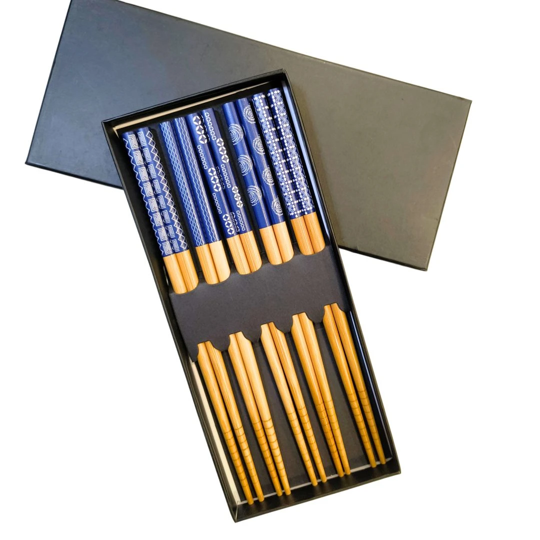 HASHI KIT BAMBOO 5 PARES DECORADOS CAIXA JP95423H CHINA