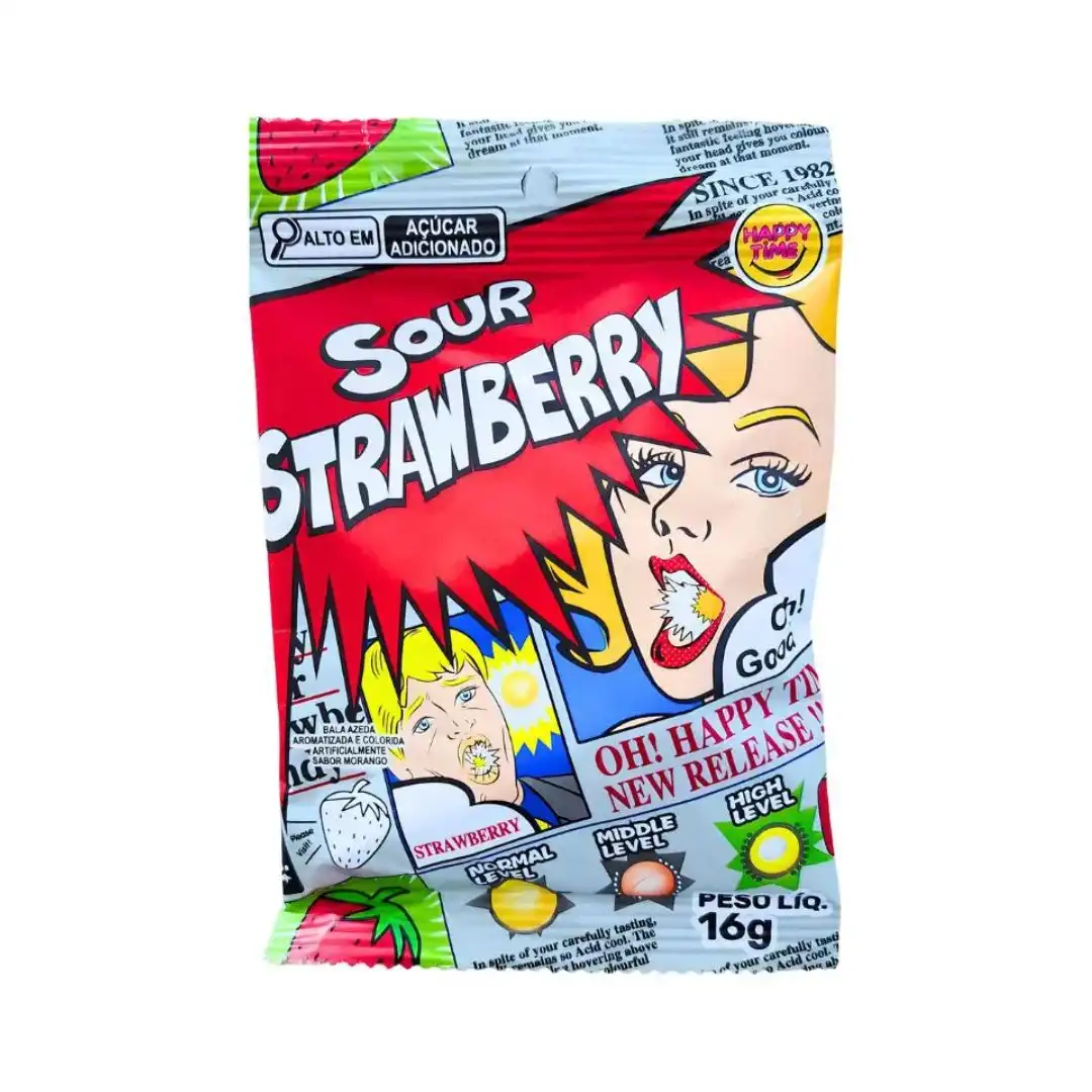 BALA SOUR STRAWBERRY MORANGO SUPER ACIDA 16G CHINA