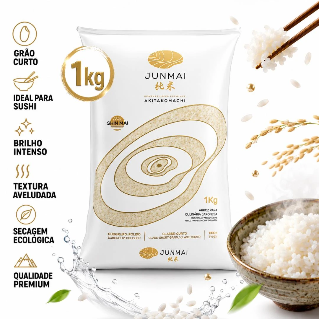 ARROZ ORIENTAL JUNMAI AKITAKOMACHI GRAO CURTO 1KG URUGUAI