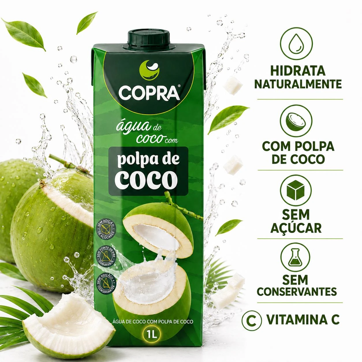 AGUA DE COCO COPRA COM POLPA DE COCO 1L