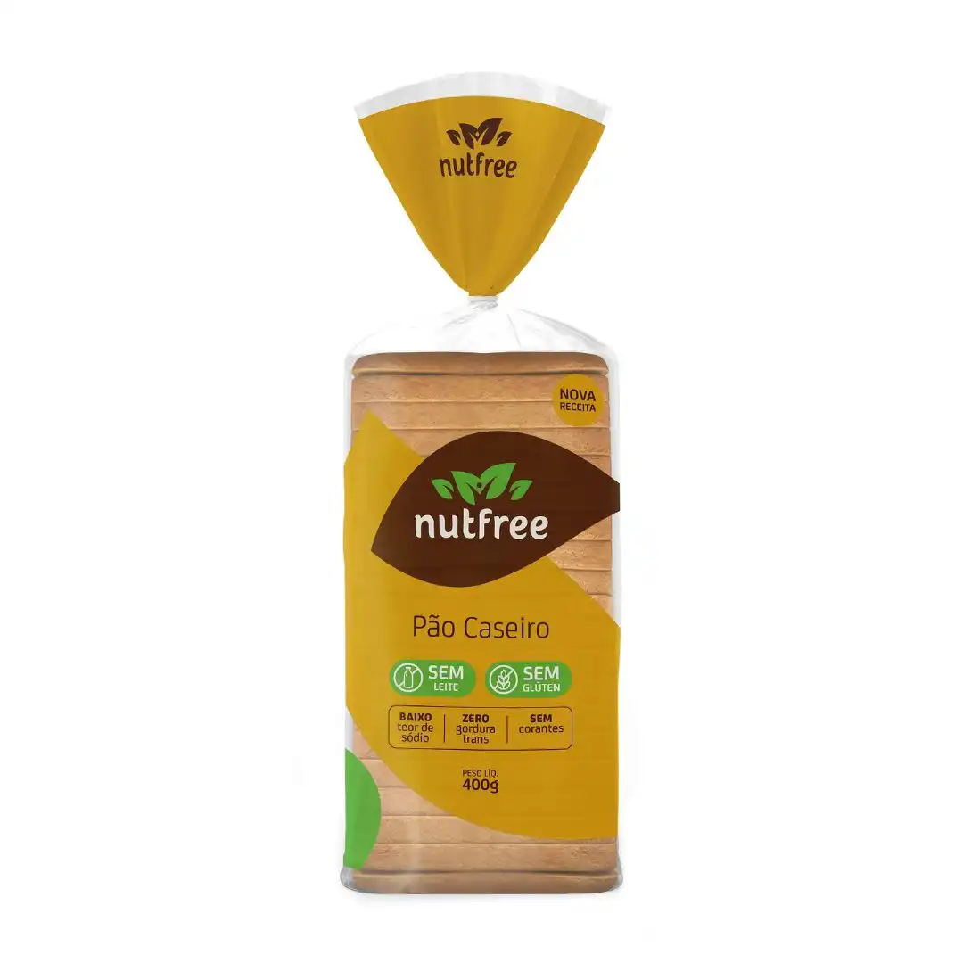 PAO NUTFREE CASEIRO 400G ZERO GLÚTEN, ZERO LACTOSE