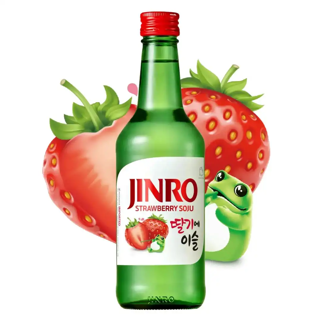 DESTILADO SOJU JINRO CHAMISUL MORANGO 360ML COREIA