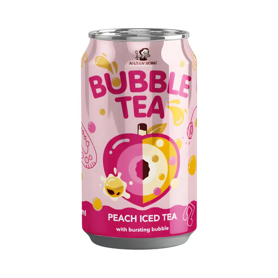 BEBIDA BUBBLE TEA PESSEGO COM BOLHAS EXPLOSIVAS 320ML TAIWAN
