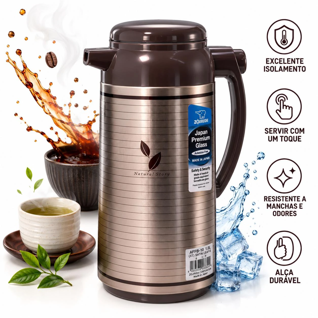 GARRAFA TERMICA ZOJIRUSHI 1L AFFB-10-XT SATIN LEAF II JAPAO