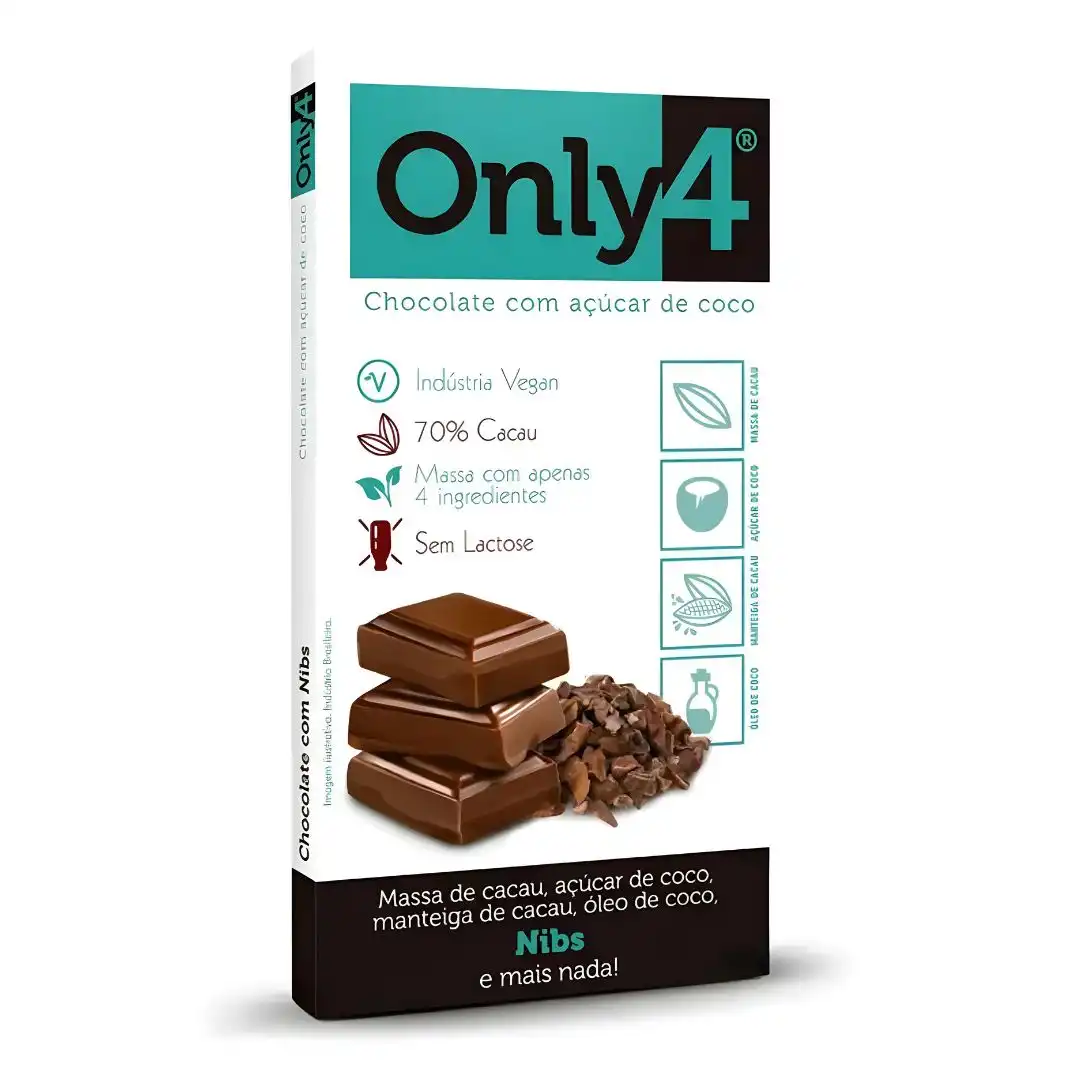 CHOCOLATE ONLY4 70% NIBS 70G SEM LACTOSE SEM GLUTEN