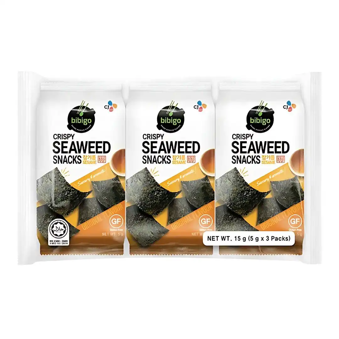 SNACK ALGA NORI BIBIGO OLEO GERGELIM E SAL 3X5G 15G COREIA