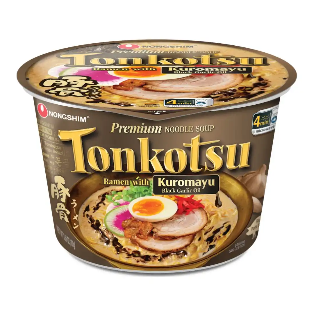 MAC INST NONGSHIM TONKOTSU COM KUROMAYU PORCO E OLEO DE ALHO NEGRO BIG BOWL 101G EUA