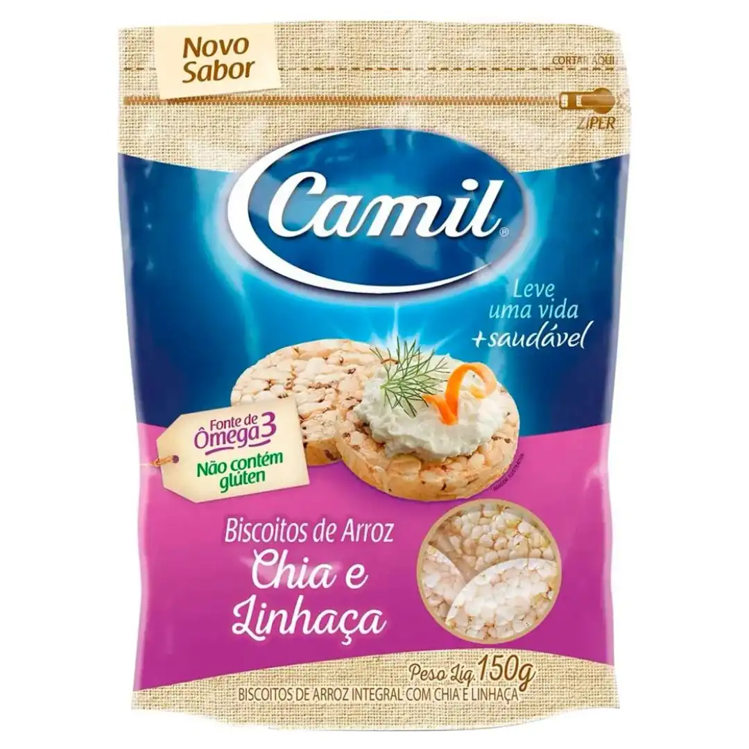 BISCOITO DE ARROZ CAMIL INTEGRAL CHIA E LINHACA 150G
