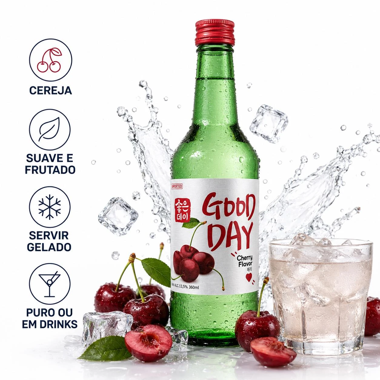 DESTILADO SOJU GOOD DAY CEREJA 360ML COREIA