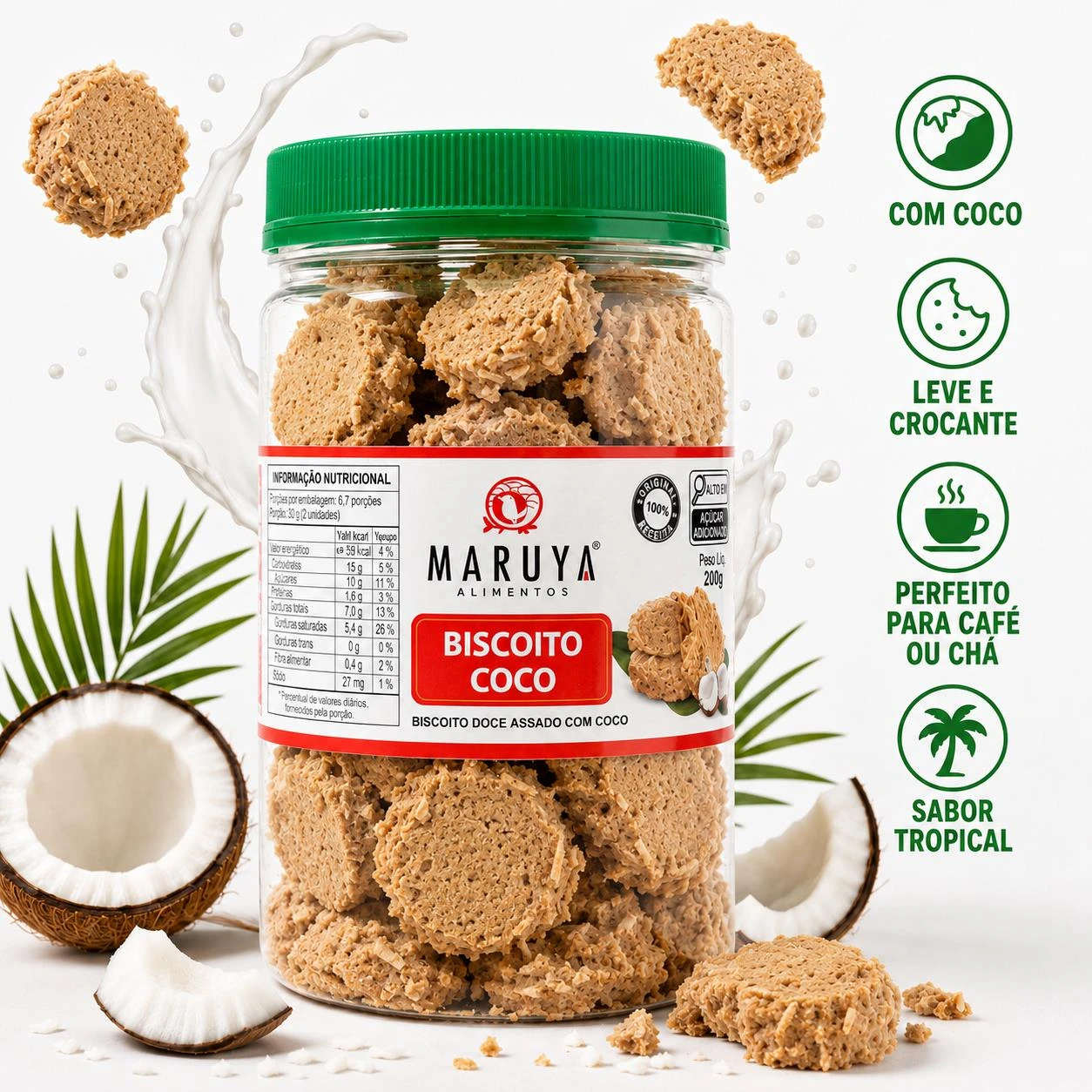 BISCOITO DOCE MARUYA COCO POTE 200G